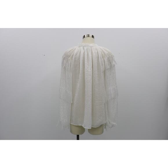 Kobi Halperin Women's White Tie Neck Fringe Poppi Blouse Top XXL Chiffon $448 - Picture 10 of 16